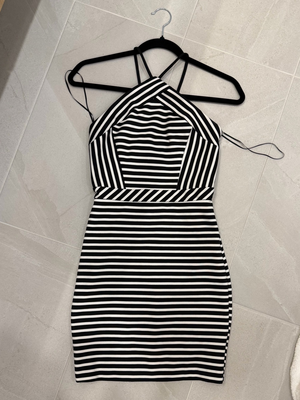 Dynamite Black & White Striped Bodycon Dress